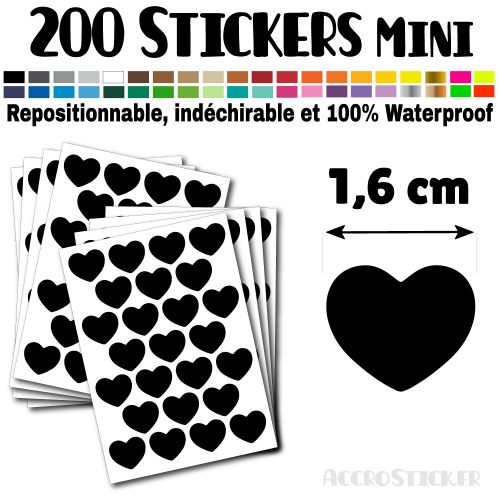 200 Coeurs 1,6 cm - Stickers mini gommettes