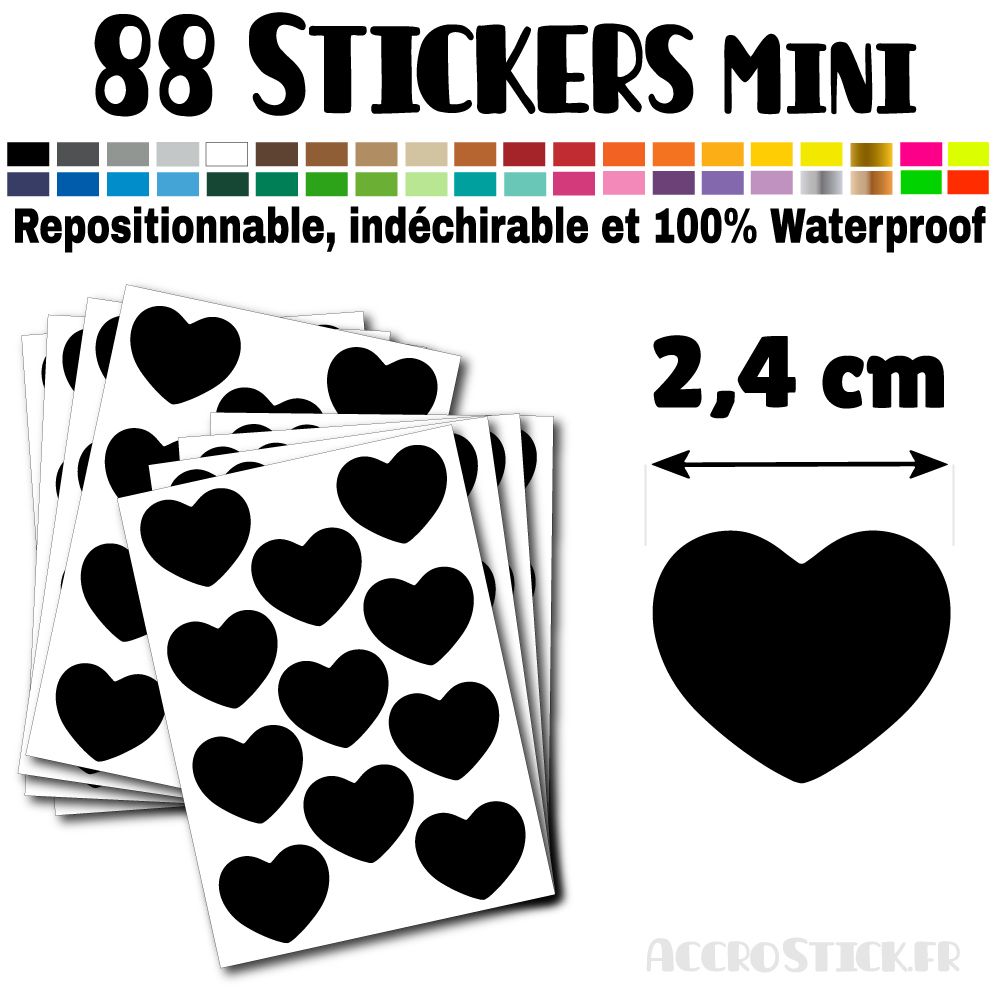 88 Coeurs 2,2 cm - Stickers mini gommettes