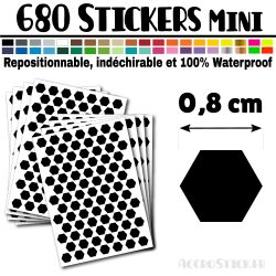 680 Hexagones 0,8 cm - Stickers mini gommettes