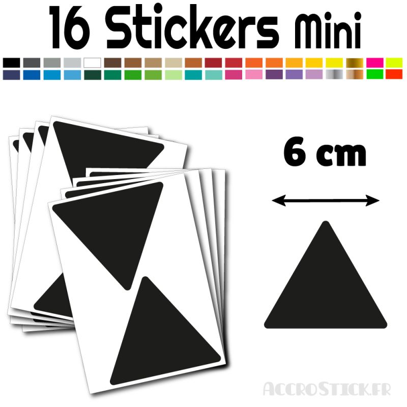 16 Triangles 6 cm - Stickers étiquettes gommettes