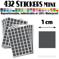 432 Carrés 1 cm - Stickers mini gommettes