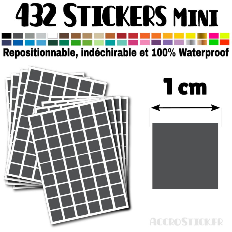 432 Carrés 1 cm - Stickers mini gommettes 432 Carrés 1 cm - Stickers mini gommettes