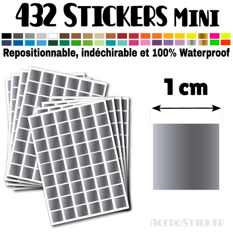 432 Carrés 1 cm - Stickers mini gommettes 432 Carrés 1 cm - Stickers mini gommettes