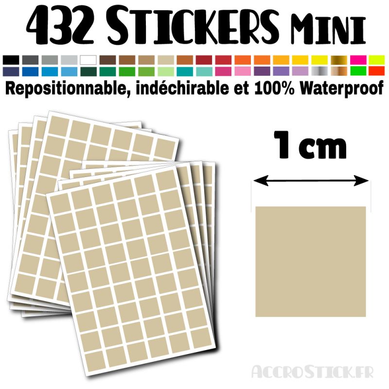 432 Carrés 1 cm - Stickers mini gommettes 432 Carrés 1 cm - Stickers mini gommettes