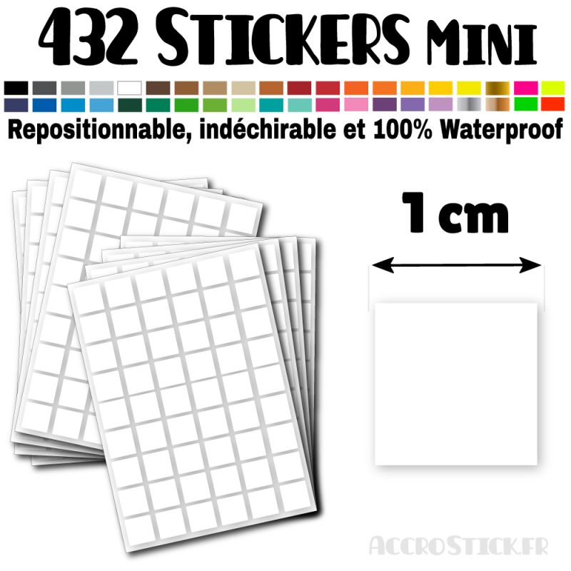 432 Carrés 1 cm - Stickers mini gommettes 432 Carrés 1 cm - Stickers mini gommettes