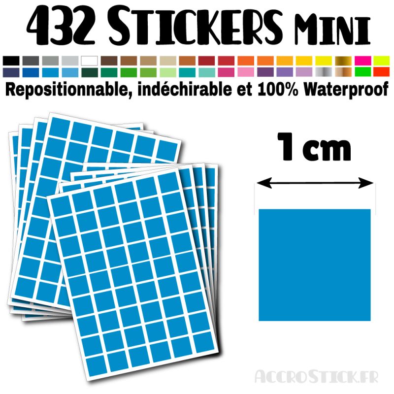 432 Carrés 1 cm - Stickers mini gommettes 432 Carrés 1 cm - Stickers mini gommettes