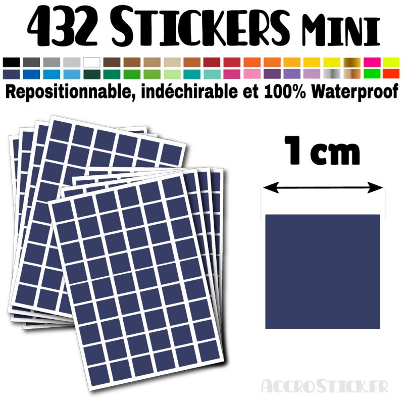 432 Carrés 1 cm - Stickers mini gommettes 432 Carrés 1 cm - Stickers mini gommettes