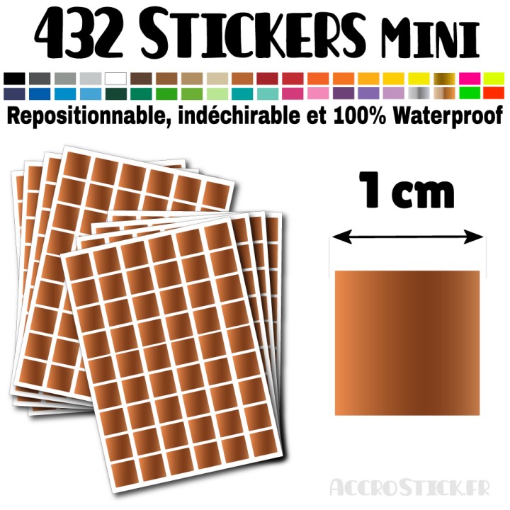432 Carrés 1 cm - Stickers mini gommettes
