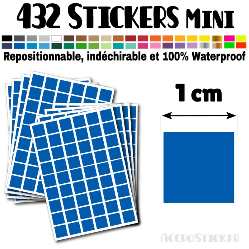 432 Carrés 1 cm - Stickers mini gommettes 432 Carrés 1 cm - Stickers mini gommettes