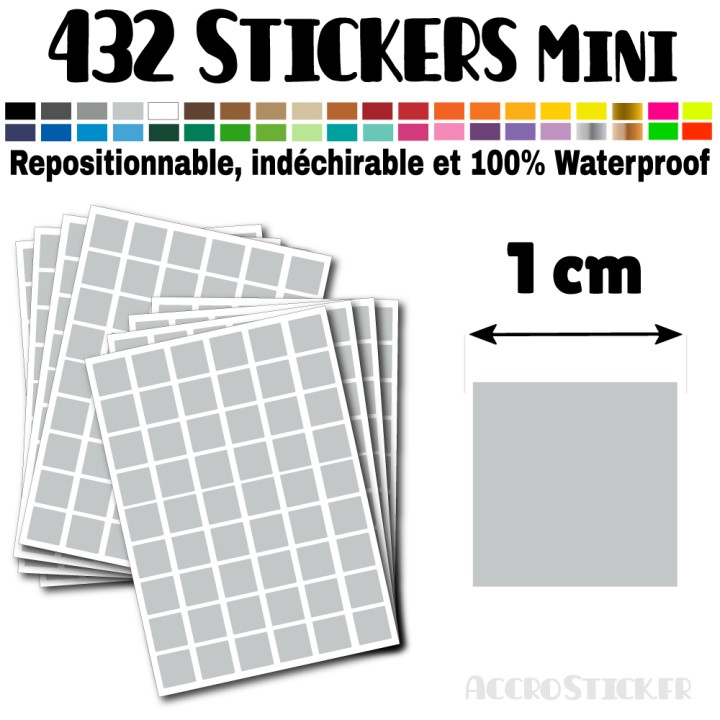432 Carrés 1 cm - Stickers mini gommettes