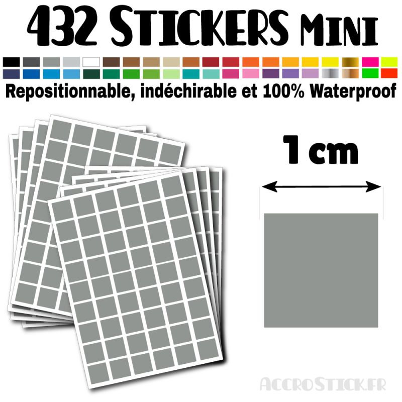 432 Carrés 1 cm - Stickers mini gommettes 432 Carrés 1 cm - Stickers mini gommettes