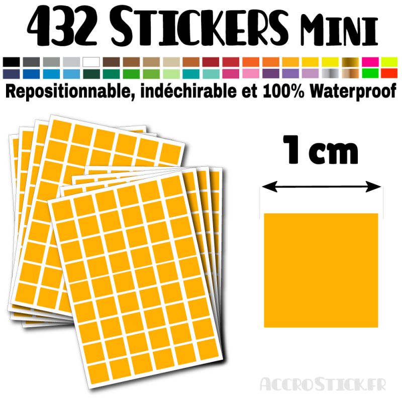 432 Carrés 1 cm - Stickers mini gommettes 432 Carrés 1 cm - Stickers mini gommettes