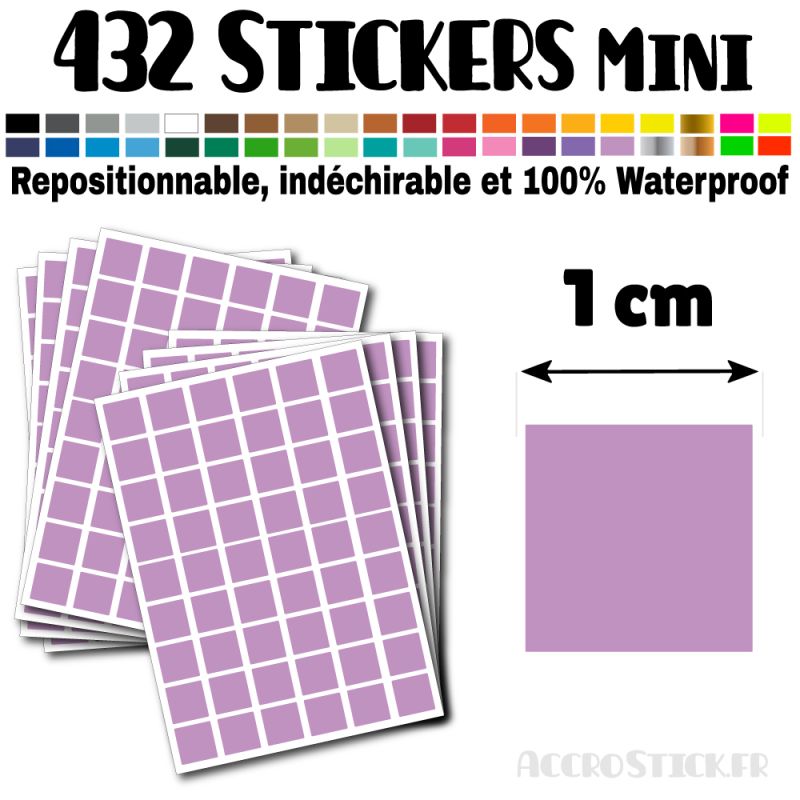 432 Carrés 1 cm - Stickers mini gommettes 432 Carrés 1 cm - Stickers mini gommettes