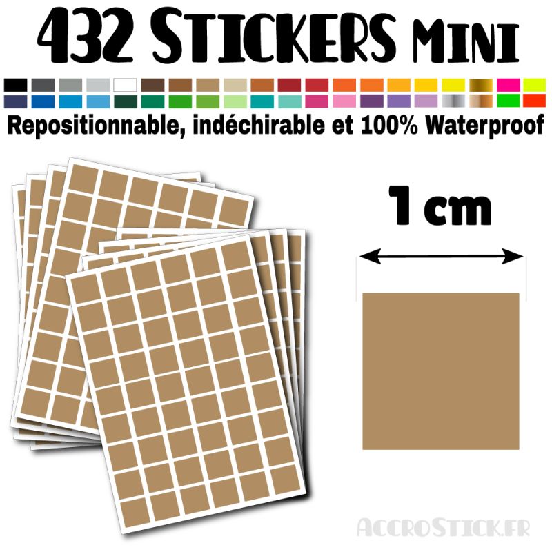 432 Carrés 1 cm - Stickers mini gommettes 432 Carrés 1 cm - Stickers mini gommettes