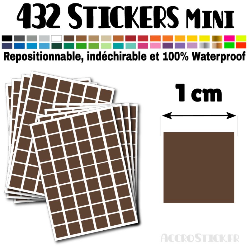 432 Carrés 1 cm - Stickers mini gommettes 432 Carrés 1 cm - Stickers mini gommettes