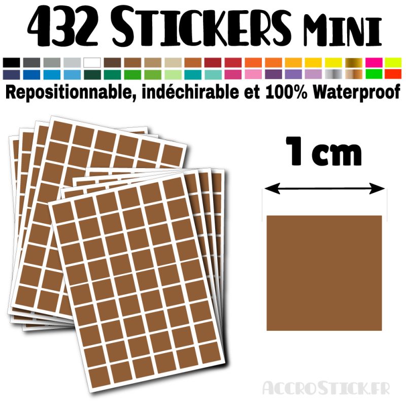 432 Carrés 1 cm - Stickers mini gommettes 432 Carrés 1 cm - Stickers mini gommettes