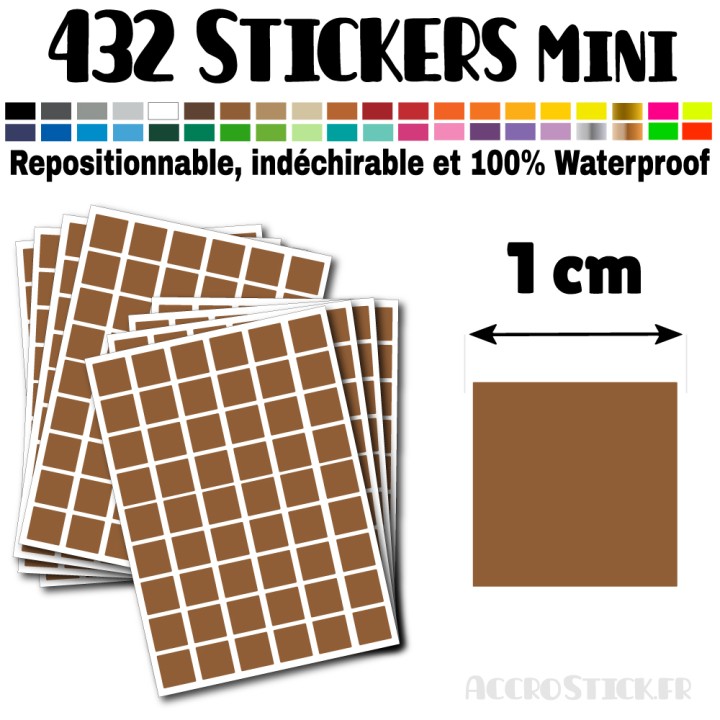 432 Carrés 1 cm - Stickers mini gommettes