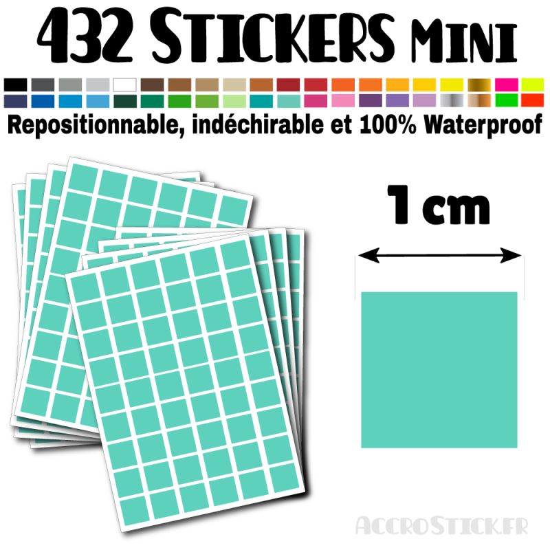 432 Carrés 1 cm - Stickers mini gommettes 432 Carrés 1 cm - Stickers mini gommettes