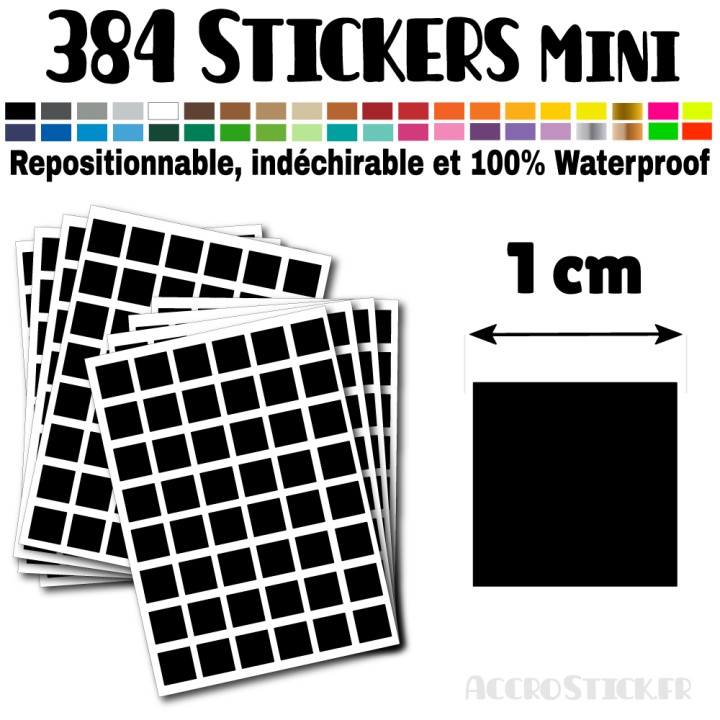 432 Carrés 1 cm - Stickers mini gommettes