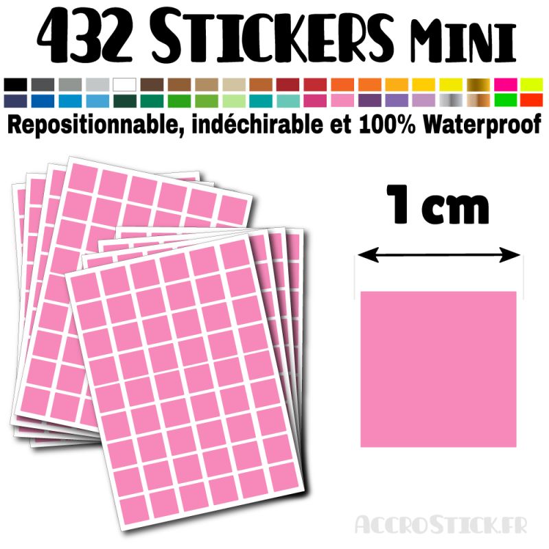 432 Carrés 1 cm - Stickers mini gommettes 432 Carrés 1 cm - Stickers mini gommettes