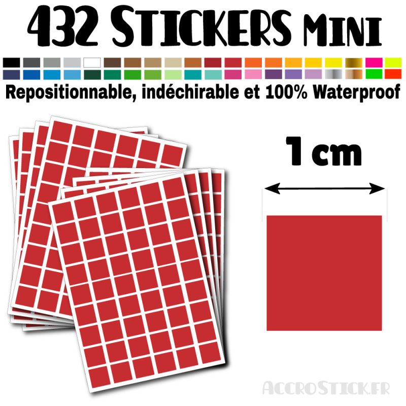 432 Carrés 1 cm - Stickers mini gommettes 432 Carrés 1 cm - Stickers mini gommettes
