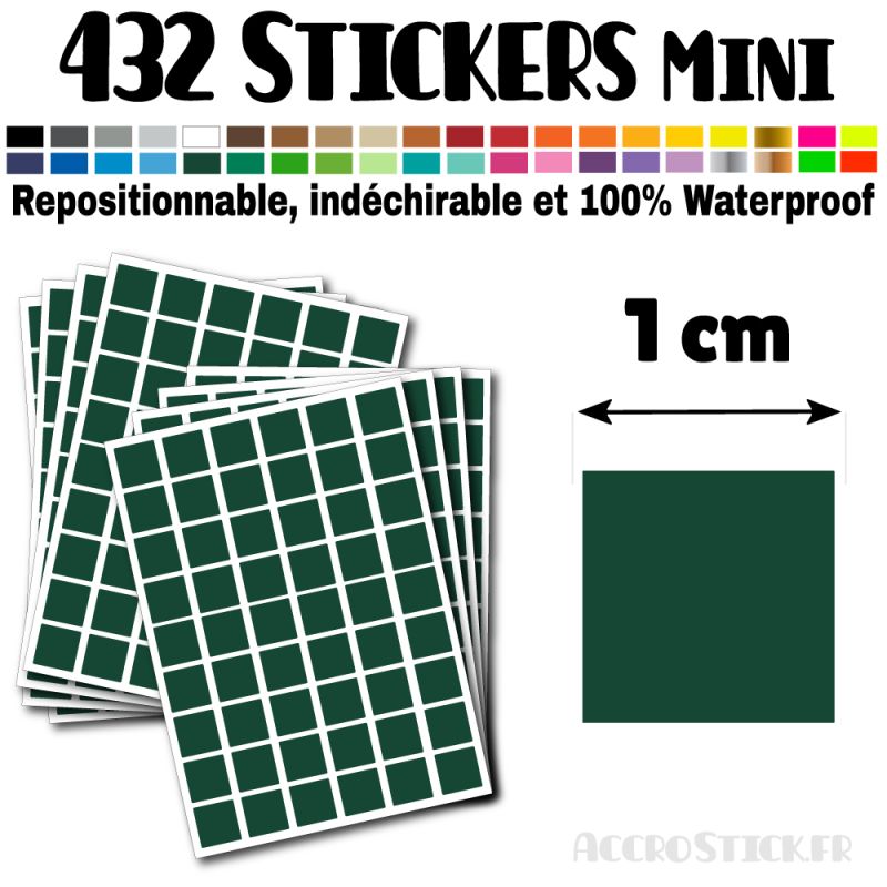 432 Carrés 1 cm - Stickers mini gommettes 432 Carrés 1 cm - Stickers mini gommettes