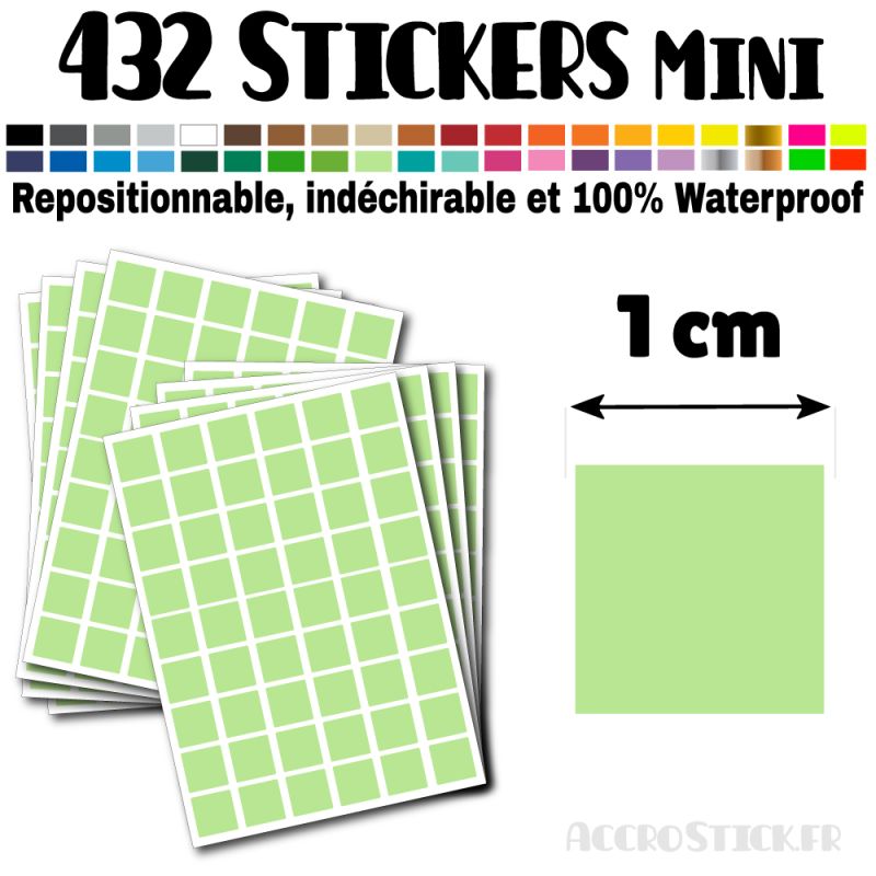 432 Carrés 1 cm - Stickers mini gommettes 432 Carrés 1 cm - Stickers mini gommettes