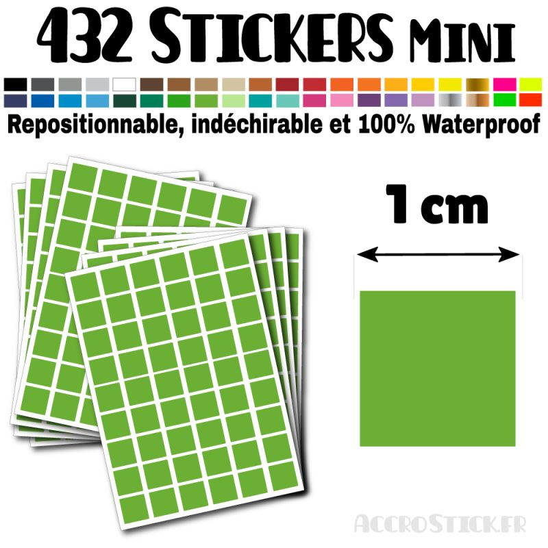 432 Carrés 1 cm - Stickers mini gommettes 432 Carrés 1 cm - Stickers mini gommettes