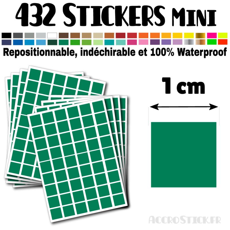 432 Carrés 1 cm - Stickers mini gommettes 432 Carrés 1 cm - Stickers mini gommettes