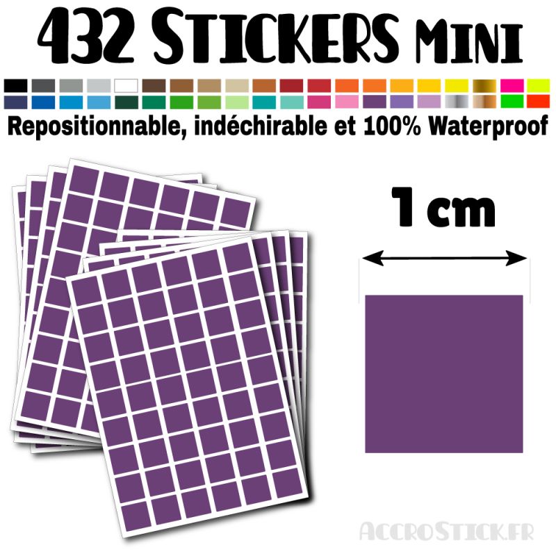 432 Carrés 1 cm - Stickers mini gommettes 432 Carrés 1 cm - Stickers mini gommettes