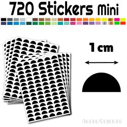 720 Demi Cercle 1 cm - Stickers étiquettes gommettes