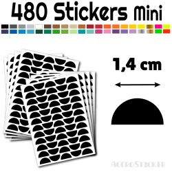 480 Demi Cercle 1.4 cm - Stickers étiquettes gommettes
