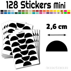 128 Demi Cercle 2.6 cm - Stickers étiquettes gommettes