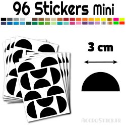 96 Demi Cercle 3 cm - Stickers étiquettes gommettes