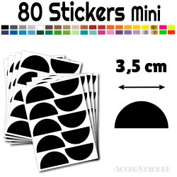80 Demi Cercle 3.5 cm - Stickers étiquettes gommettes