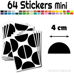 64 Demi Cercle 4 cm - Stickers étiquettes gommettes
