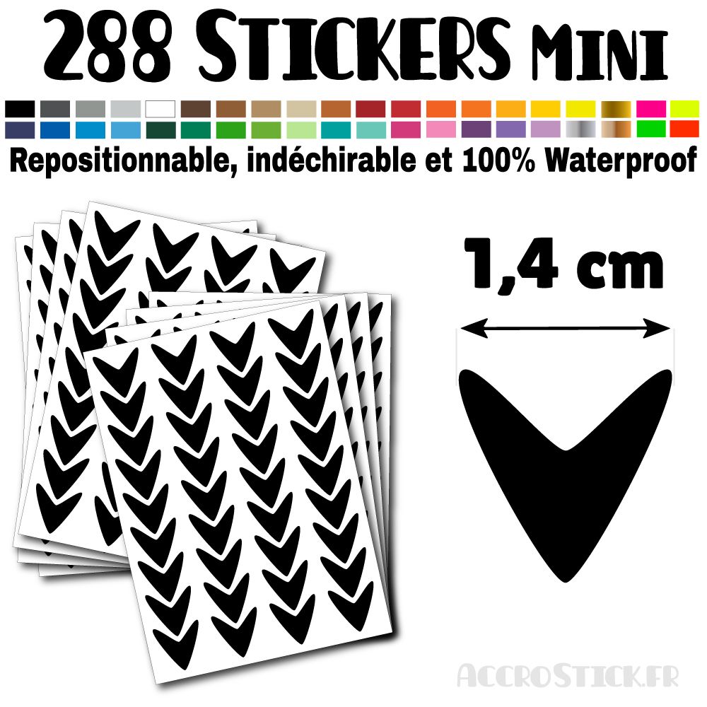 288 Flèches 1,4 cm - Stickers mini gommettes