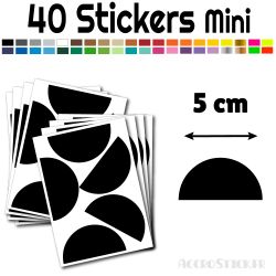 40 Demi Cercle 5 cm - Stickers étiquettes gommettes