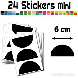 24 Demi Cercle 6 cm - Stickers étiquettes gommettes
