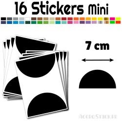 16 Demi Cercle 7 cm - Stickers étiquettes gommettes