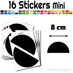 16 Demi Cercle 8 cm - Stickers étiquettes gommettes