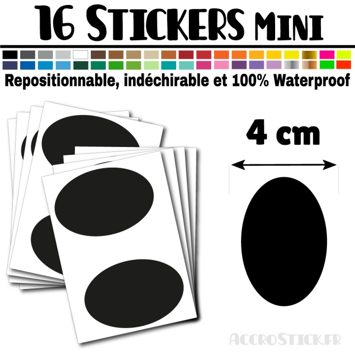 16 Ovales 4 cm - Stickers mini gommettes