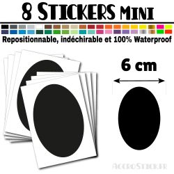 8 Ovales 6 cm - Stickers mini gommettes