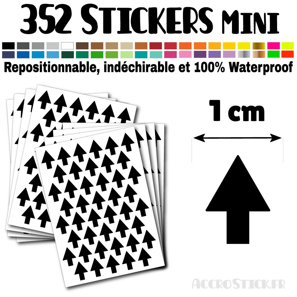 352 Flèches 1 cm - Stickers mini gommettes Couleur Noir