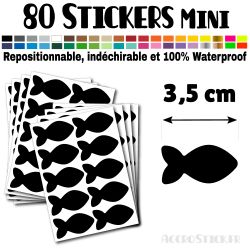 80 Poissons 3.5 cm - Stickers mini gommettes