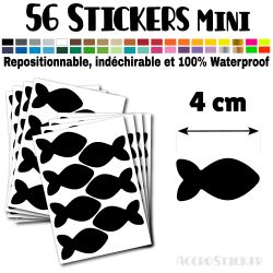 56 Poissons 4 cm - Stickers mini gommettes