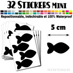 32 Poissons 5 cm - Stickers mini gommettes