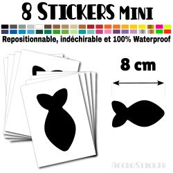8 Poissons 8 cm - Stickers mini gommettes