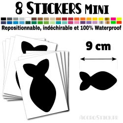 8 Poissons 9 cm - Stickers mini gommettes