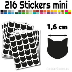 216 stickers Chat de 1.6 cm - Stickers étiquettes gommettes